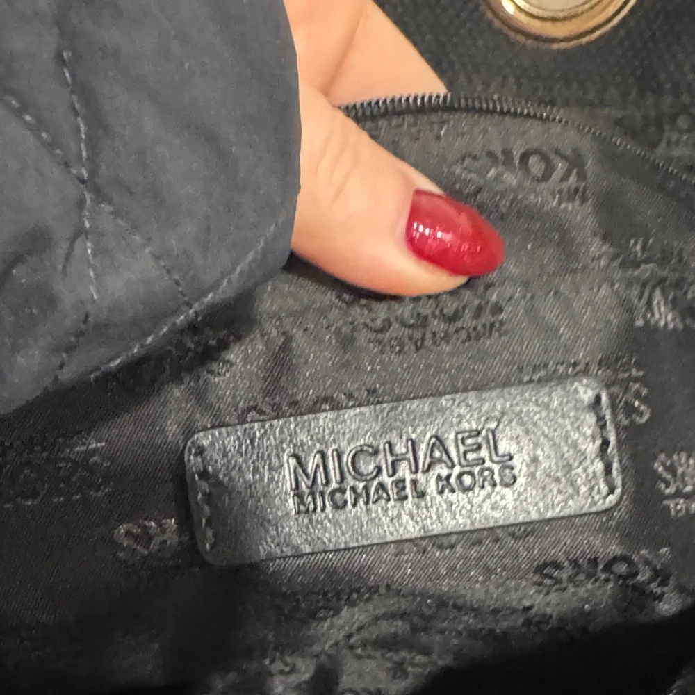 Michael Kora Black Canvas Tote with Rope Handles